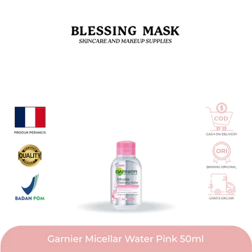 Garnier Micellar Cleansing Water Pink Blue Bipase Oil Vit C Rose 50ml 125mL
