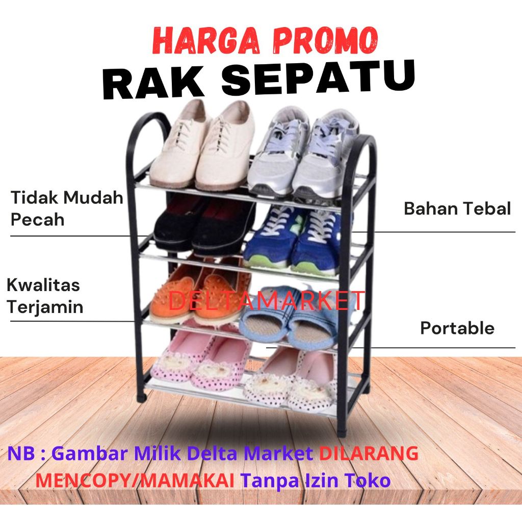 Jual Rak sepatu 4 susun palstik elco / tempat sepatu 4 susun | Shopee ...