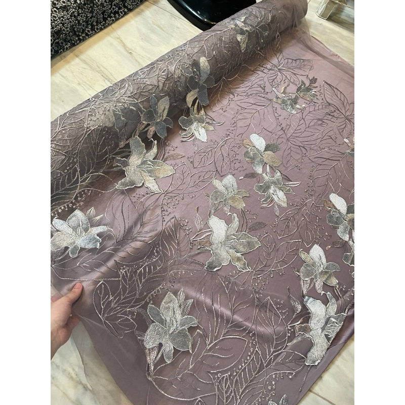 Jual Bahan Brukat Tile Summer Floral Bunga Besar Warna Mauve | Shopee ...
