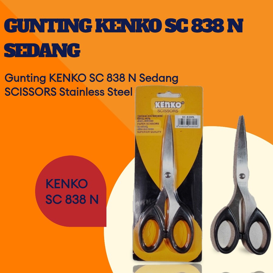 Jual GUNTING KENKO SC 838 N SCISSORS STAINLESS STEEL SEDANG | Shopee ...