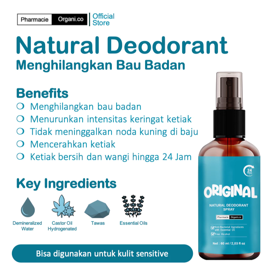 NATURAL DEODORANT TAWAS SPRAY ORGANIK BY PHARMACIE ORGANICO