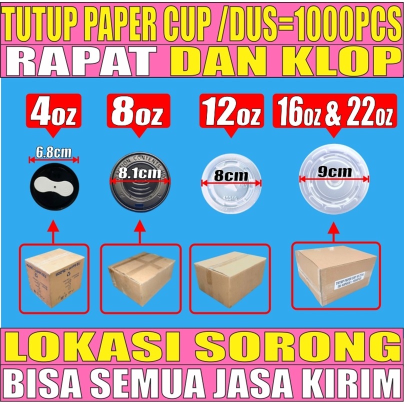 Jual Tutup Paper Cup Rapat Klop 8oz 12oz 16oz 22oz Per Dus Hanya Tutup ...