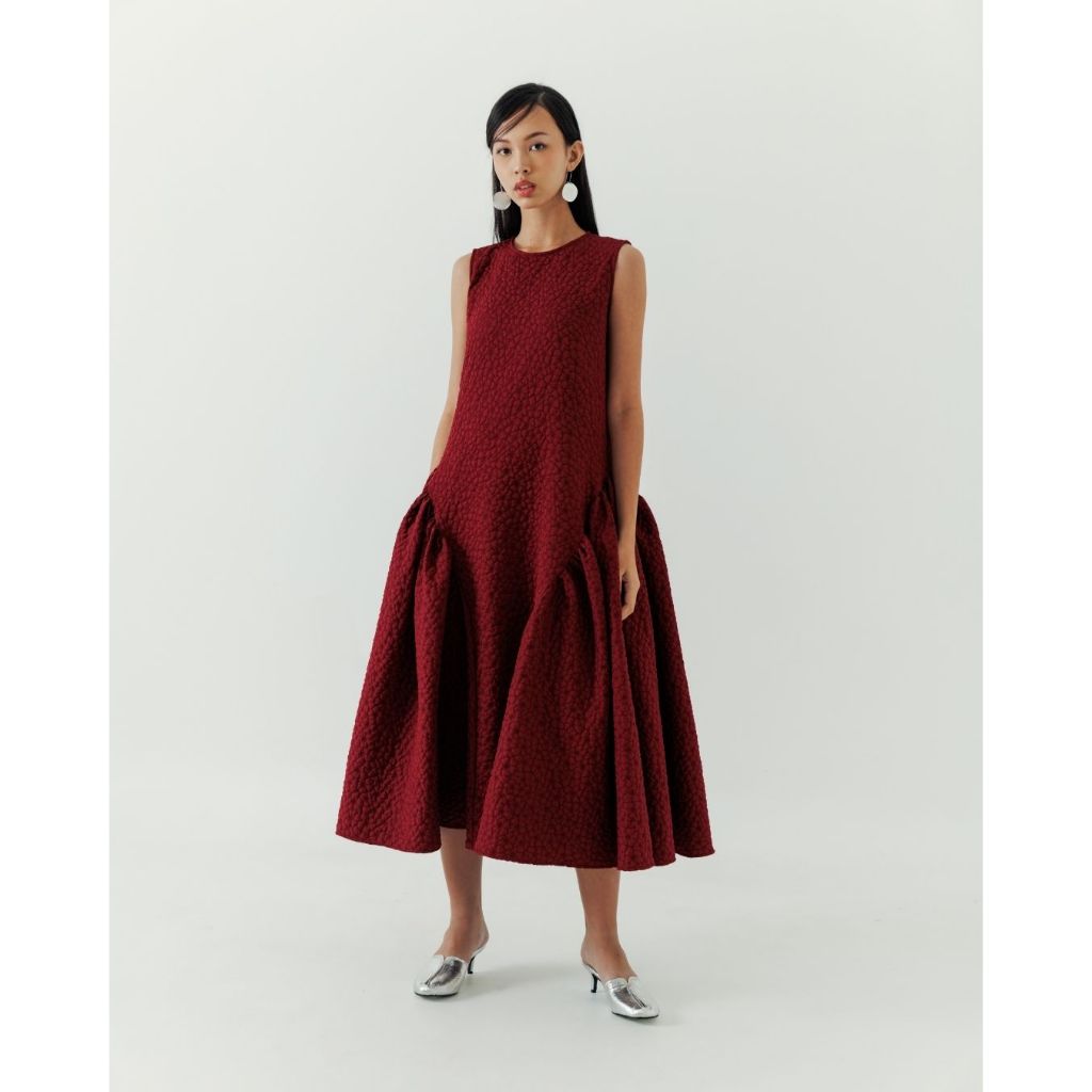 Jual PAFON Sikha Dress - Maroon | Shopee Indonesia
