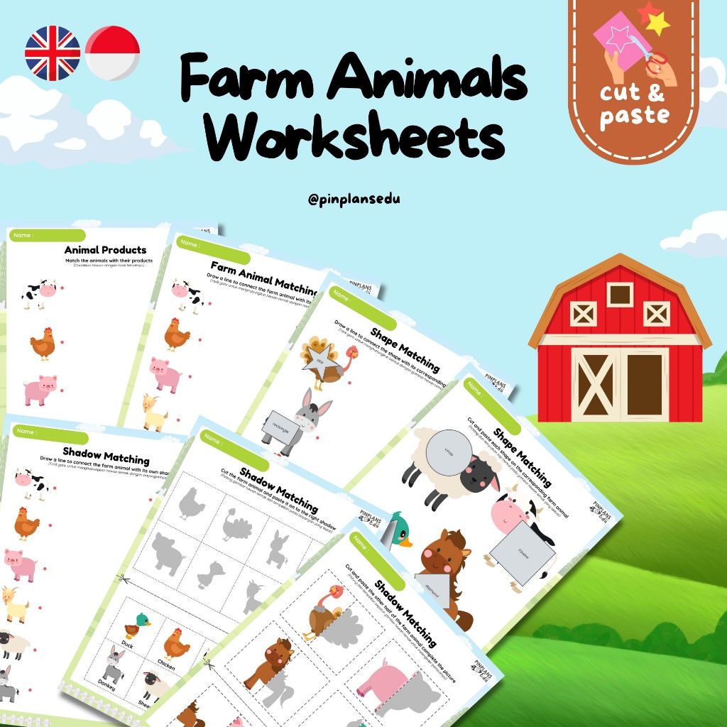 Jual WORKSHEET FARM ANIMALS │ LEMBAR KERJA PAUD │ AKTIVITAS MONTESSORI ...