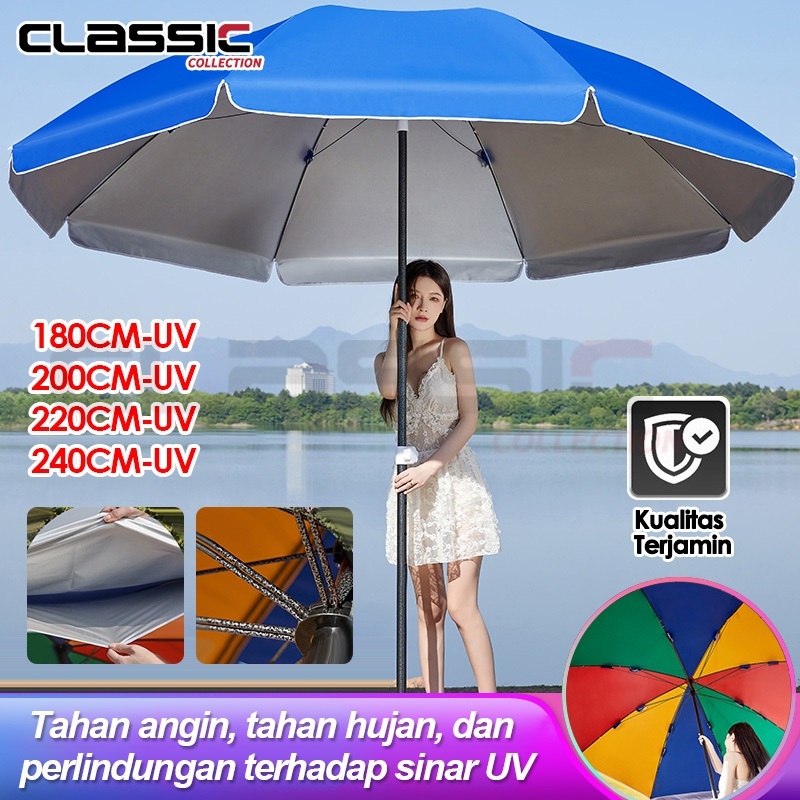 Tenda Payung Event Pantai Cafe 240 cm Dobel Jari Jumbo Anti UV Anti Angin