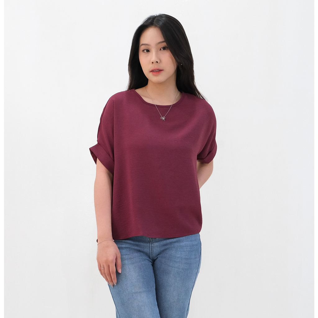 Jual SAGI - Savina Korean Loose Blouse | Atasan Kaos Rapi Casual Formal ...