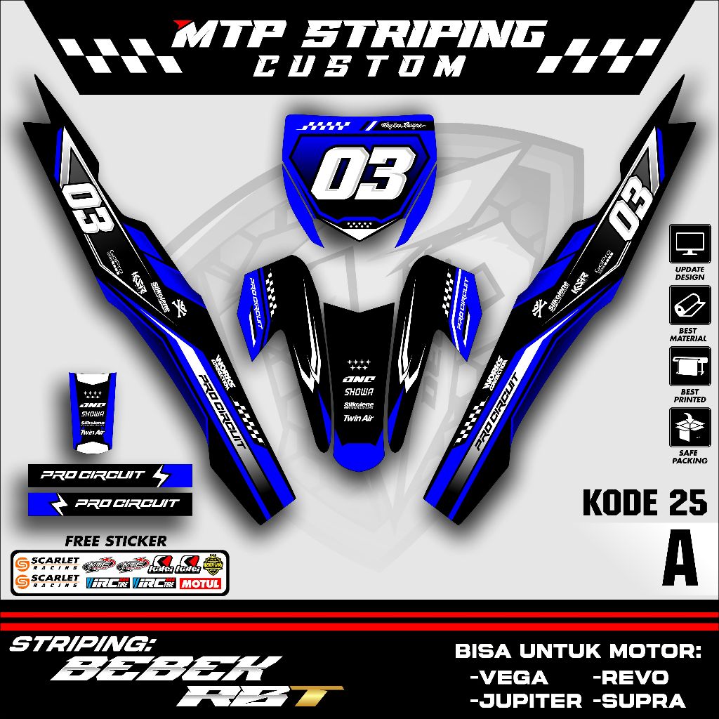 Jual MTP Sticker RBT/GTX VEGA R NEW Stiker Striping Motor RBT Bebek ...