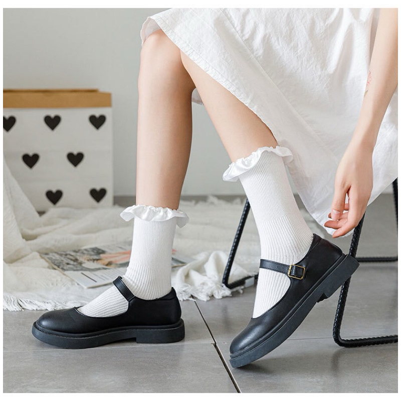 Jual KK03 Kaos Kaki Rumbai Pita Satin Sekolah Japanese Putih Lolita ...