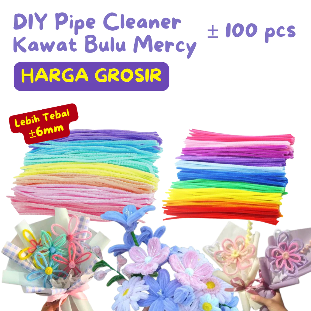 [Viral!] Premium Pastel Pelangi Pipe Cleaner 100Pcs