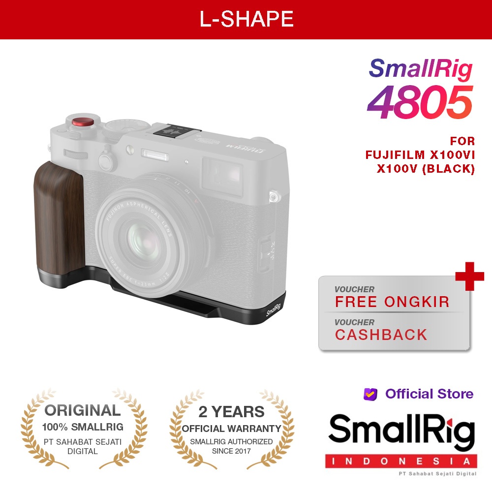 Jual SmallRig Wooden L-Shape Grip for FUJIFILM X100VI / X100V (Black ...