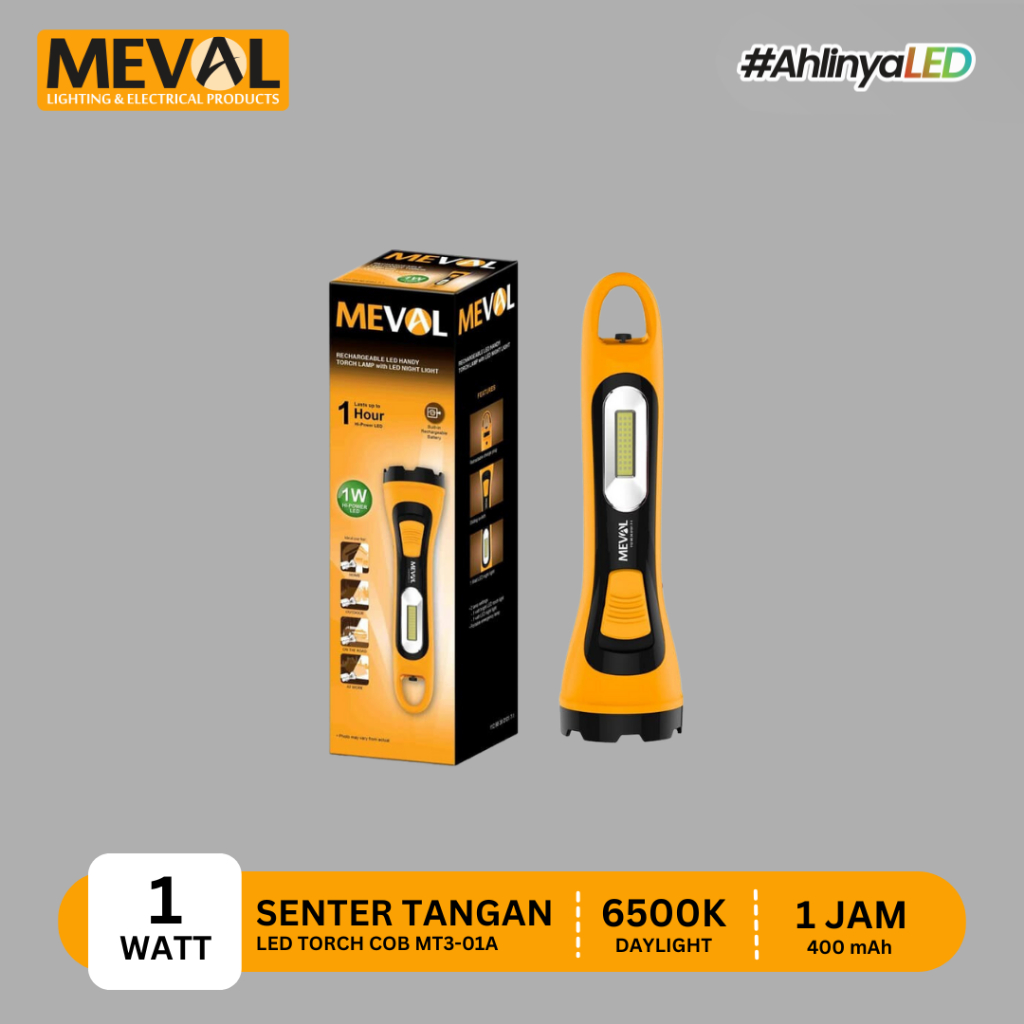 Jual MEVAL Senter LED 1 Watt LED COB Cahaya Putih | Shopee Indonesia