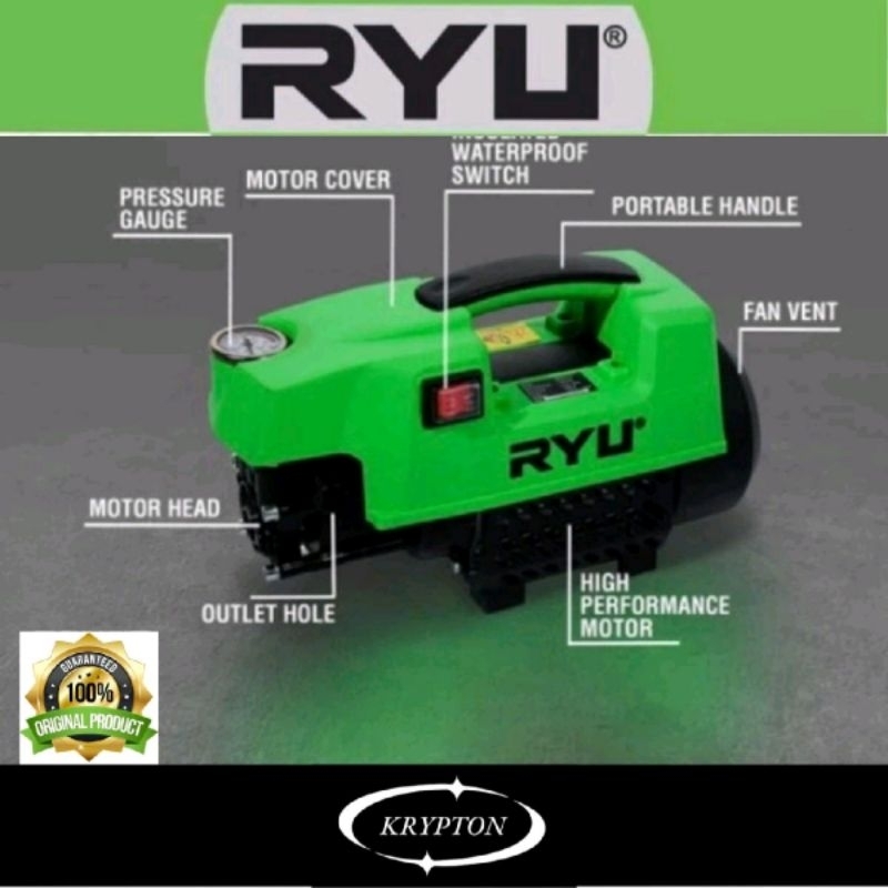 Jual Ryu by tekiro mesin jet cleaner cuci mobil / motor 100bar type ...