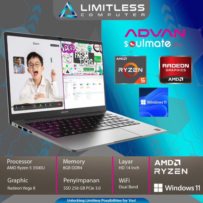 Jual Advan SOULMATE PLUS AMD Ryzen 5 3500U 8GB 256GB Radeon RX Vega 8 ...