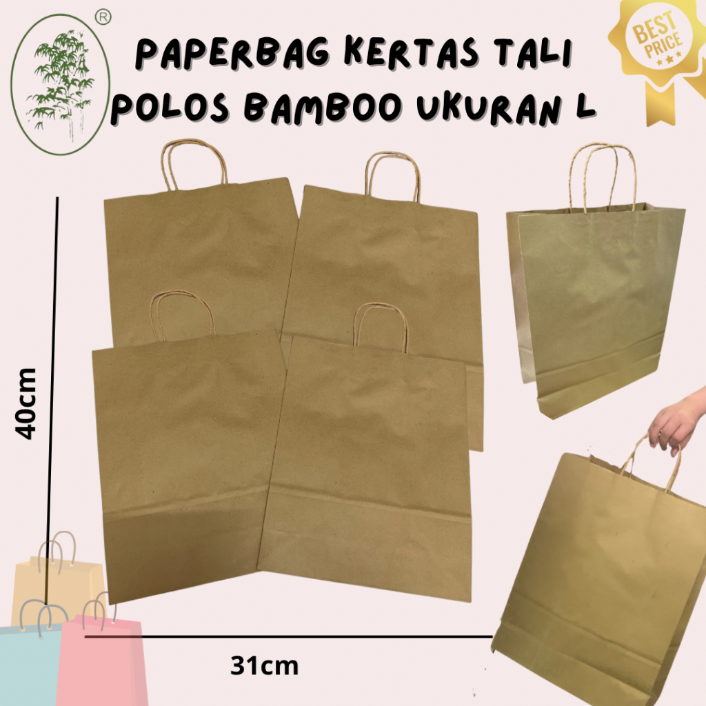 Jual Paper Bag Polos Kertas Ukuran Besar / Tas Paper Bag Tebal Tali ...