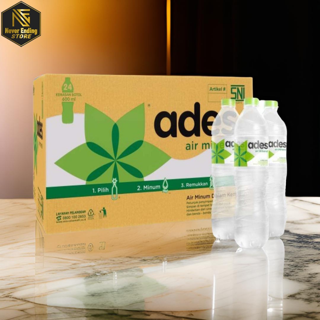 Jual Ades Minum Mineral 600ml kemasan Botol | Shopee Indonesia