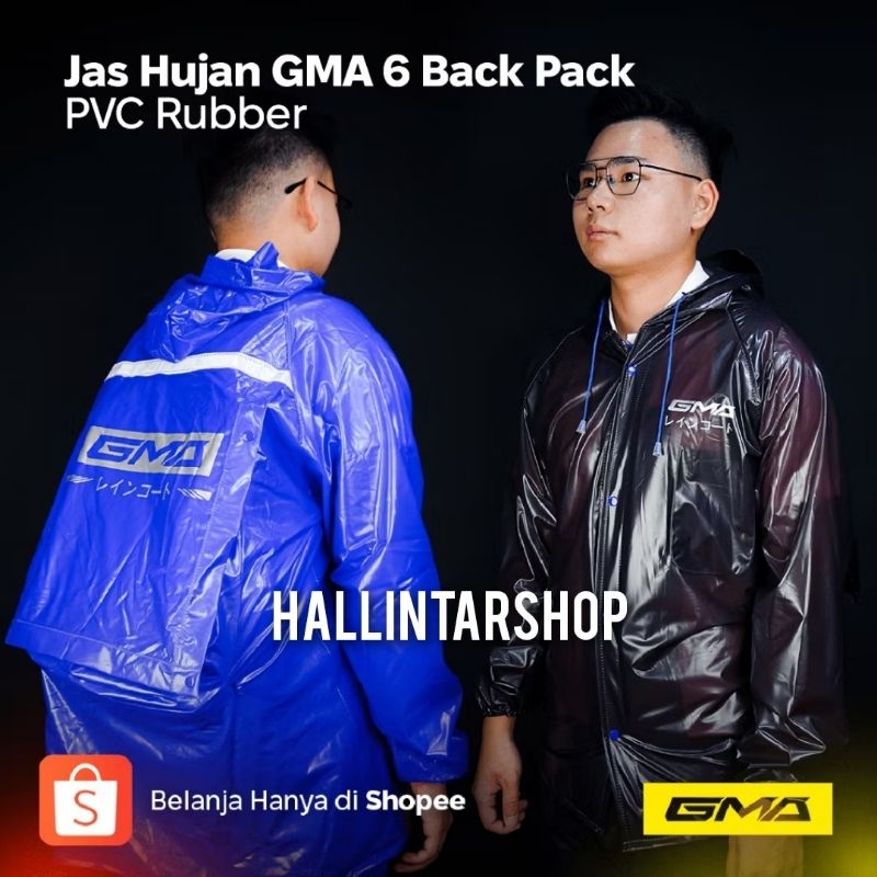 Jual GMA Jas Hujan GMA 6 Back Pack PVC Rubber Anti rembes Original 100% ...
