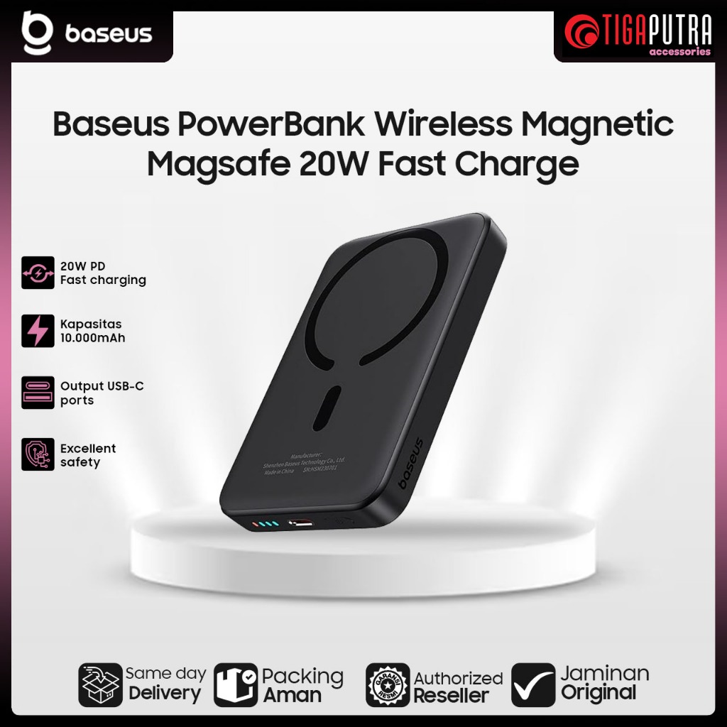 Jual BASEUS POWERBANK WIRELESS MAGNETIC MAGSAFE 20W FAST CHARGING ...