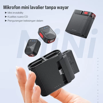 Topspot H01 Microphone Wireless Dual Mikrofon Clip On Mic Hp Dan Charging Case Mikrofon