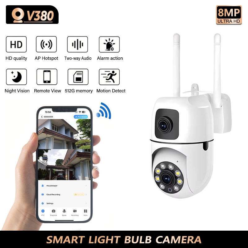 Jual CCTV V380 pro 1080P HD Night Vision 360° Rotation Two-Way ...