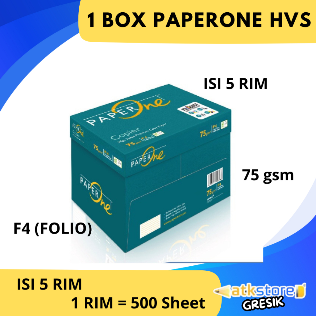 Jual KERTAS HVS A4 75 GSM PAPERONE PER KARTON / KERTAS HVS F4 FOLIO 75 ...
