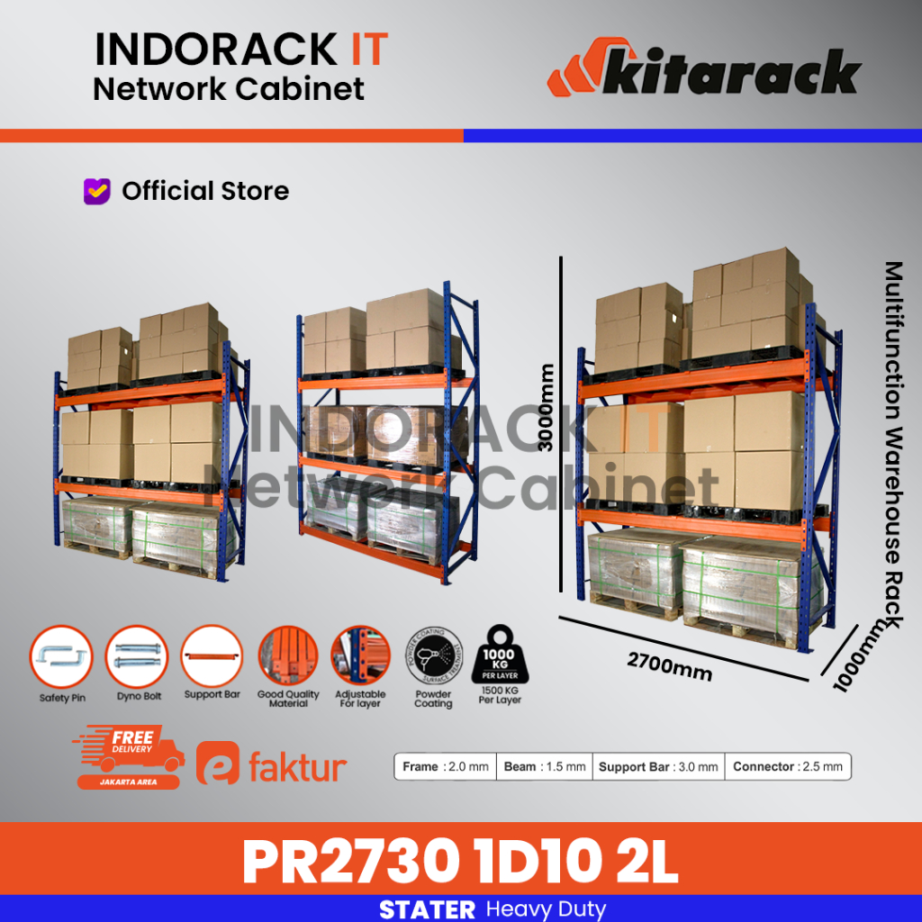 Jual Rak Palet 1 TON Pallet Rack Heavy Duty Panjang 2.7M Tinggi 3M ...