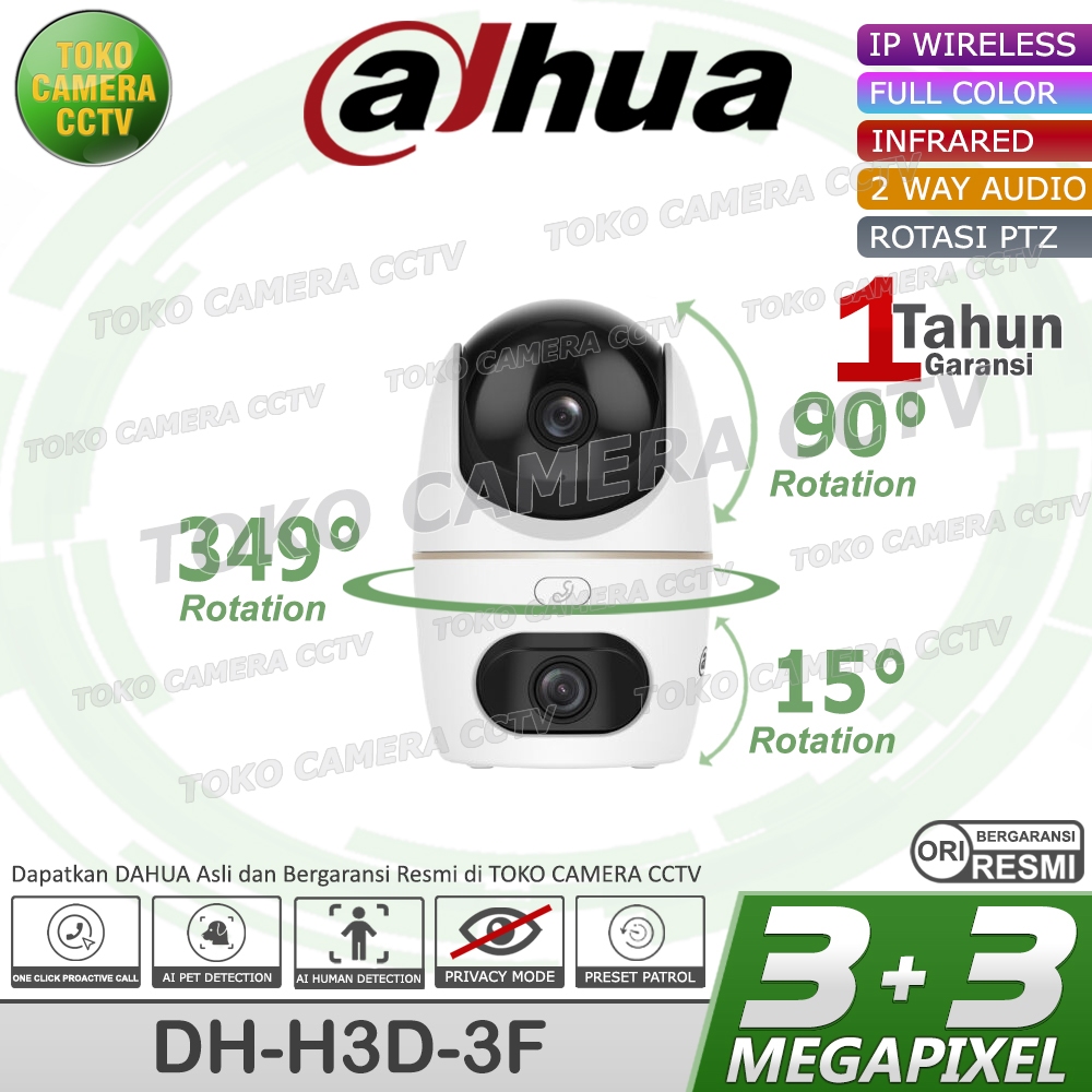 Jual DAHUA H3D HERO D1 DUAL LENS 3MP KAMERA CCTV WIFI CAMERA ROTASI 2 ...