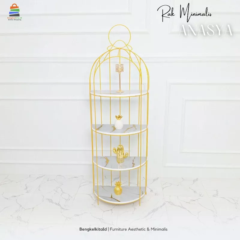 Aesthetic Display Shelf Tall Tiered Rack - RAK ANASYA - Modern Minimalist Multiplek Marble
