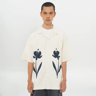 M231 Kemeja Pria Printing Hawaii Pendek Broken White 0855