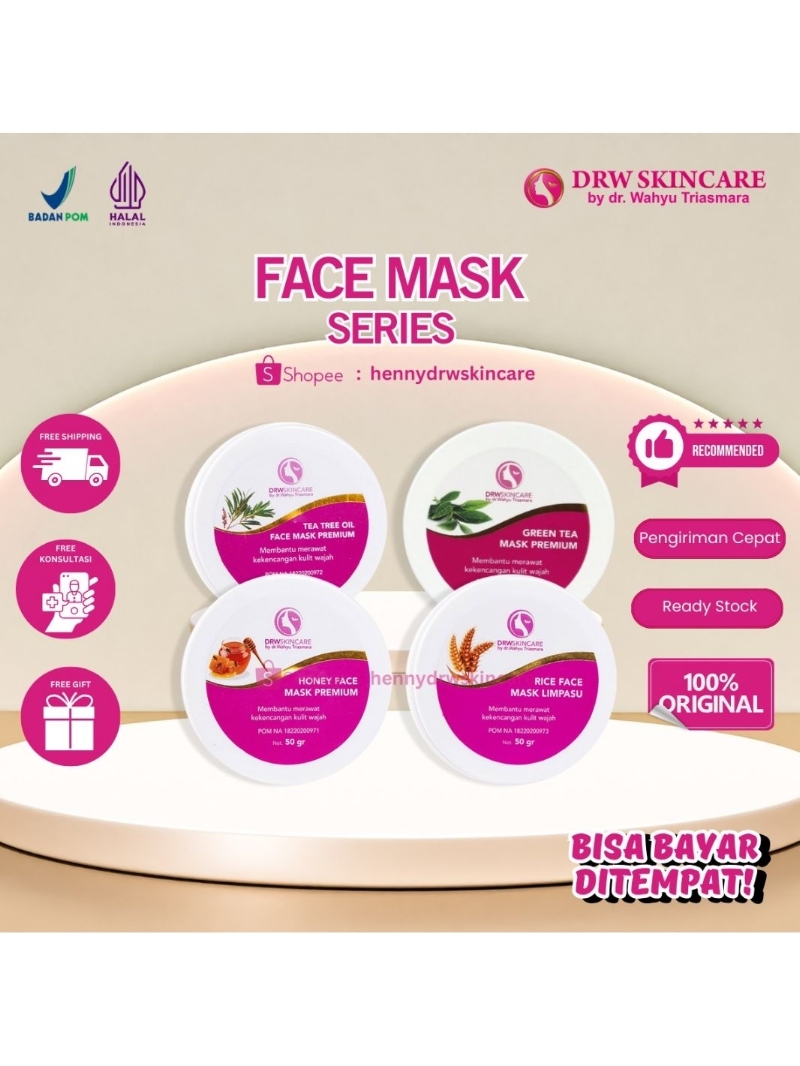 Jual Masker limpasu Drw skincare Honey / Treatea oil / Rice mask ...