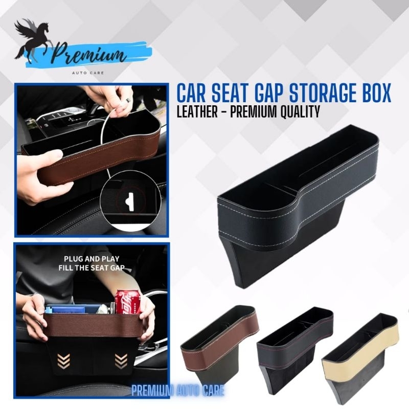 Premium Auto Care PEGASUS Car Seat Gap Filler Leather Storage Organizer Box / Organizer Mobil Kursi Jok Samping PREMIUM QUALITY 26.5 x 18 x 8 CM Plug and Play Fill the Seat Gap