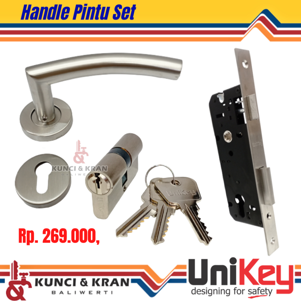 Jual Handle set kunci Unikey HRE 219.52 SS+ Body kunci SW 001-40N ...