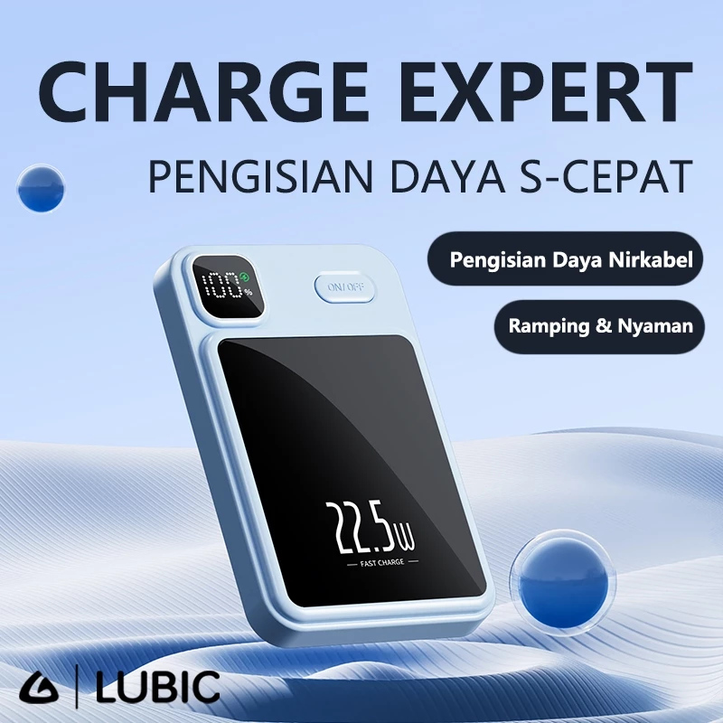 LUBIC Wireless Powerbank PD20W Fast Charging Magnetic Magsafe Bank Daya 10000Mah
