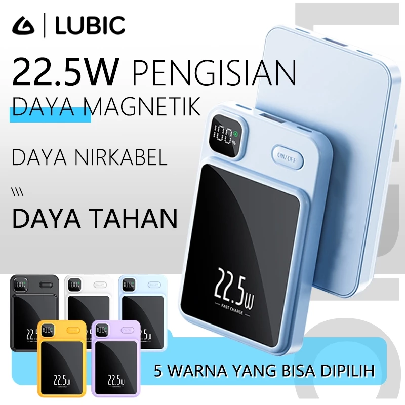 LUBIC Wireless Powerbank PD20W Fast Charging Magnetic Magsafe Bank Daya 10000Mah