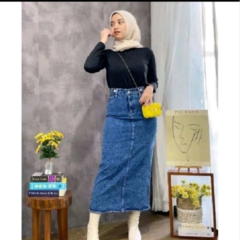 Jual ROK JEANS SPAN TERBARU ROK ALA KOREA ROK MASAKINI | Shopee Indonesia