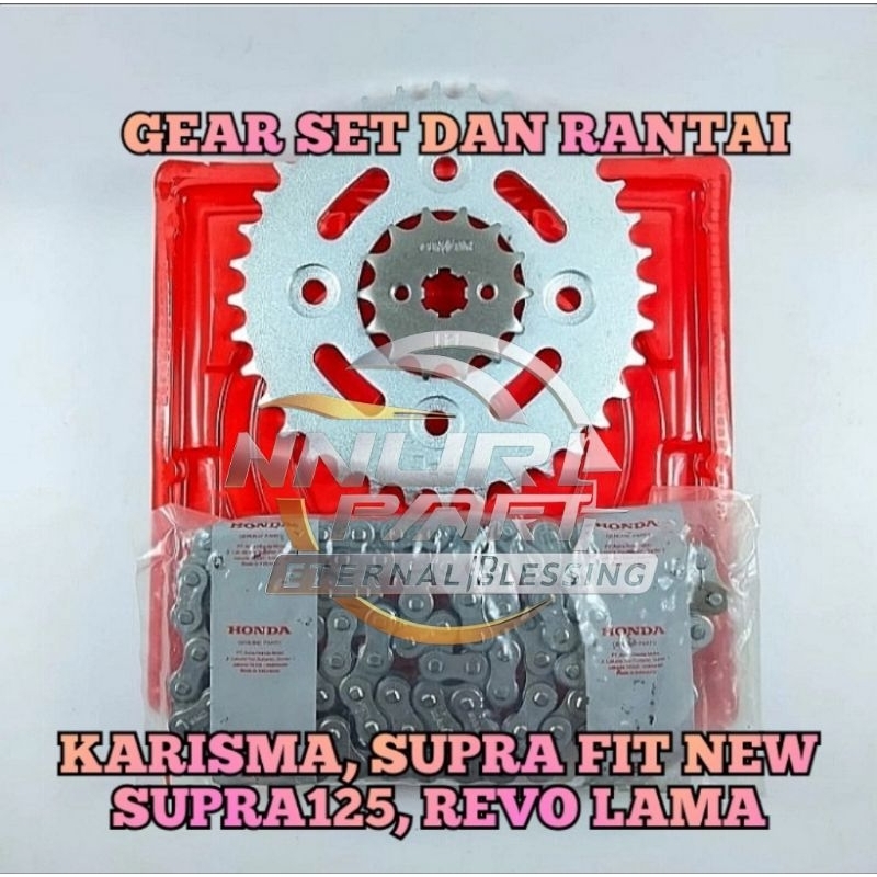 Jual Gear set + rantai AHM Rantai roda Kit ( Drive Chan Kit) Supra 125 ...
