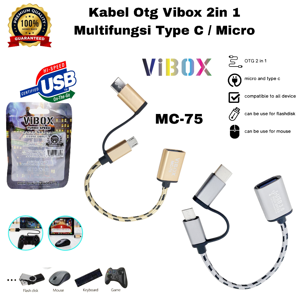 Jual Vibox MC-75 OTG 2in1 USB 3.0 Type C & Micro Usb High Speed ...