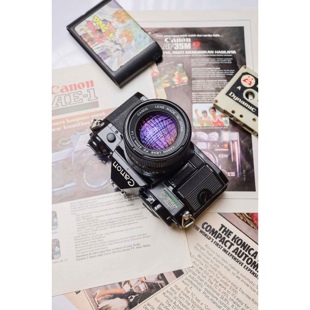 Exc+5] Canon AE-1 35mm SLR Film Camera Black FD 50mm F1.4 +