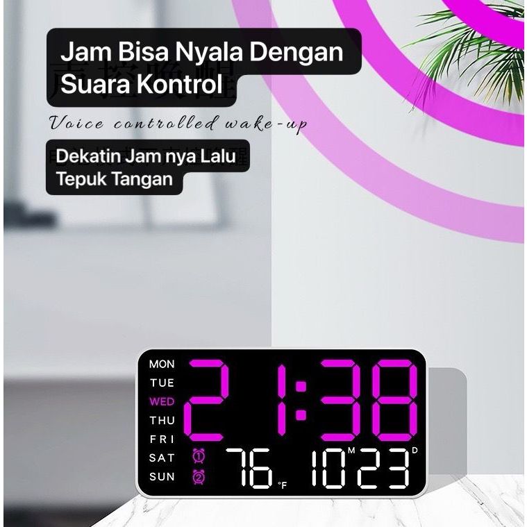 Jual JD-6659 Ungu Jam Meja Digital Jam Dinding LED Angka Besar Alarm ...