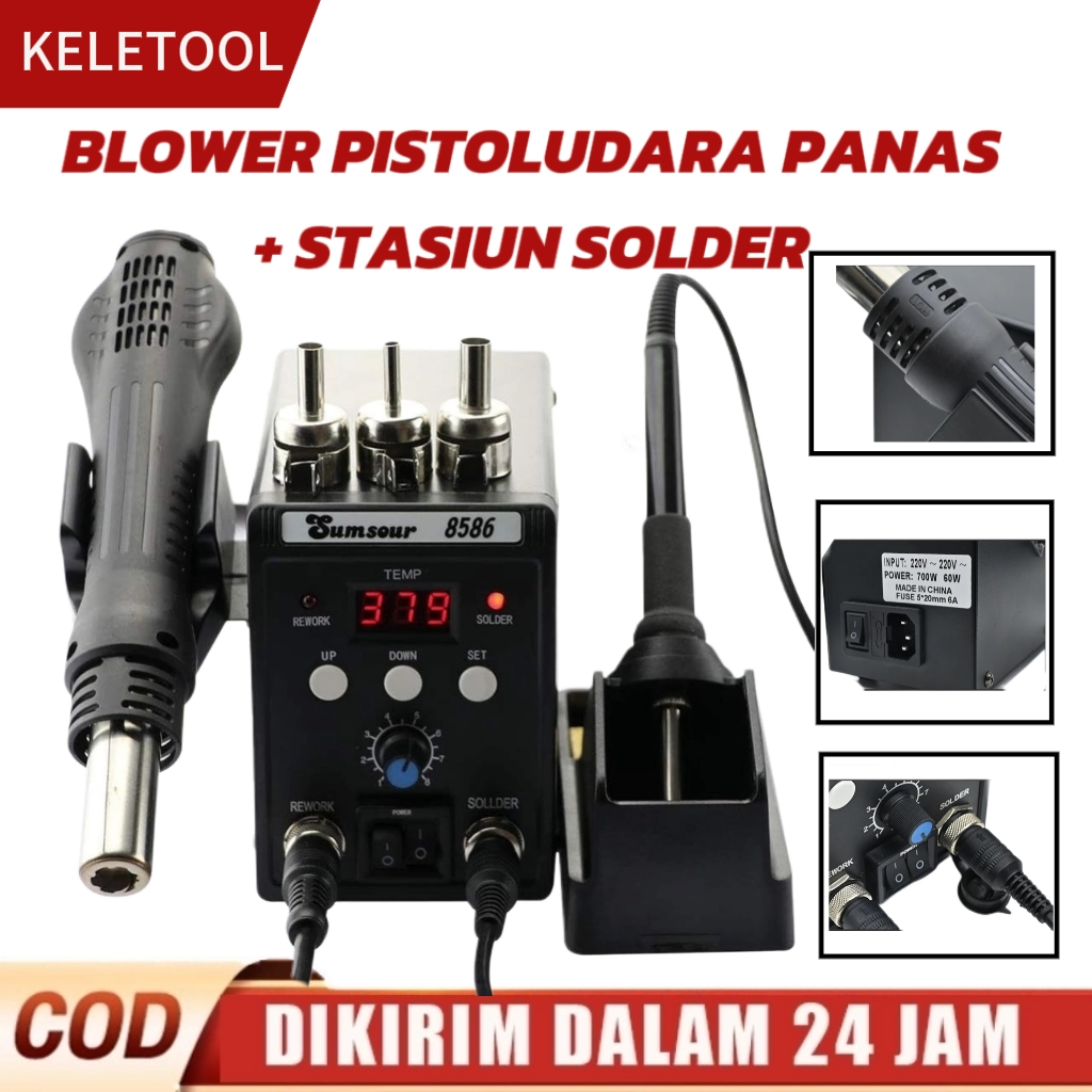 Jual Stasiun Solder Blower Alat Las 8586 1500W 2 dalam 1 Tampilan ...