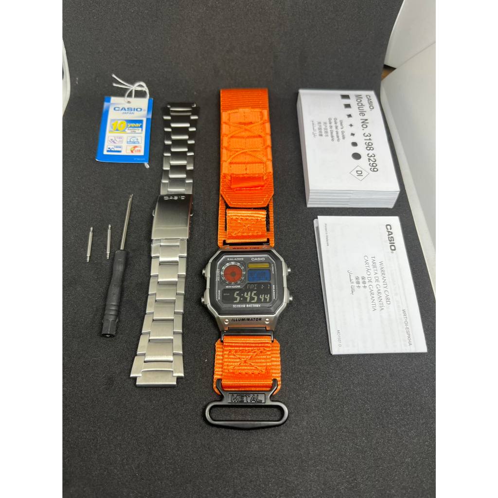 Jual Modified jam tangan pria Casio AE-1200, colorful polarised LCD ...