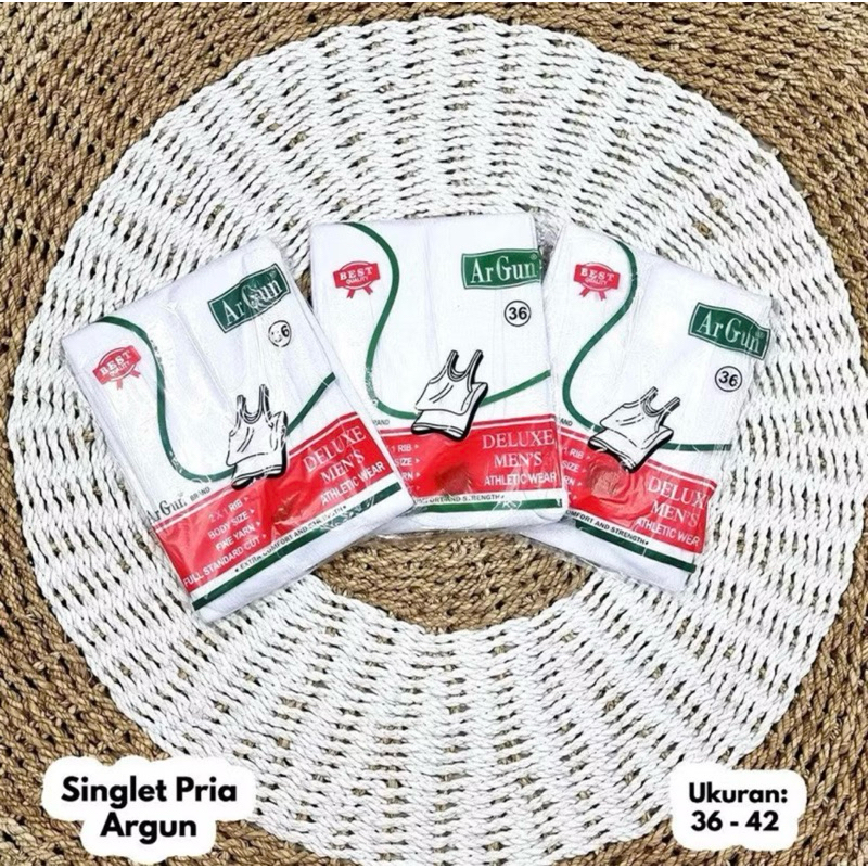 Jual (1pcs) Singlet dalam dewasa cowok remaja laki ARGUN cotton putih ...