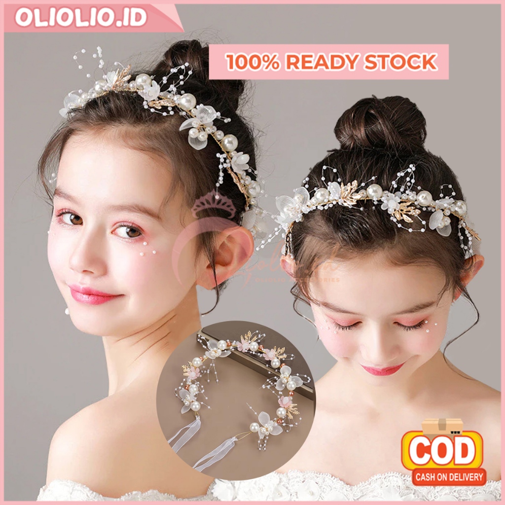 Jual Bando Mutiara Anak Model Mahkota Bunga Style Korea Aksesoris ...
