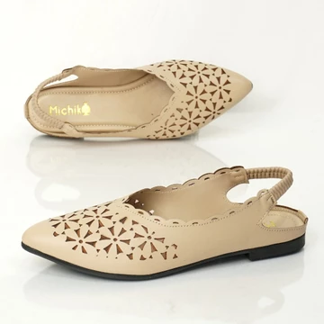 Michiko Sepatu Flatshoes Slop On Wanita Motif Bunga