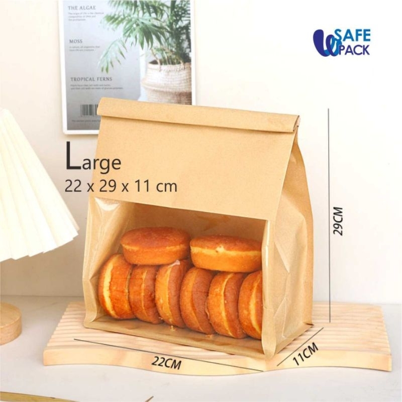Jual kemasan kantong roti tawar kraft coklat packaging plastik bening ...