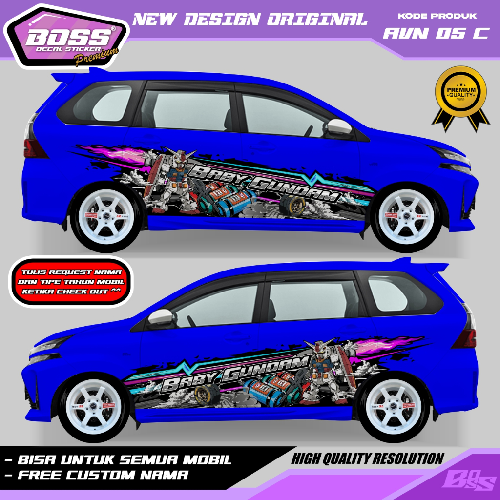 Jual AVN05-STIKER GUNDAM MOBLI AVANZA INNOVA BRIO JAZZ AGYA YARIS SIGRA ...