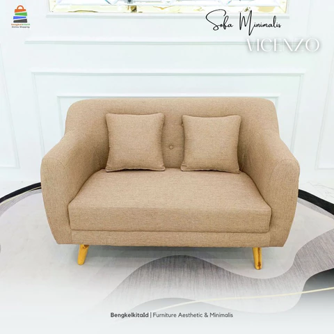 Sofa Ruang Tamu Aesthetic Minimalis Premium - SOFA VINCENZO - Mewah Kanvas Midili Bludru