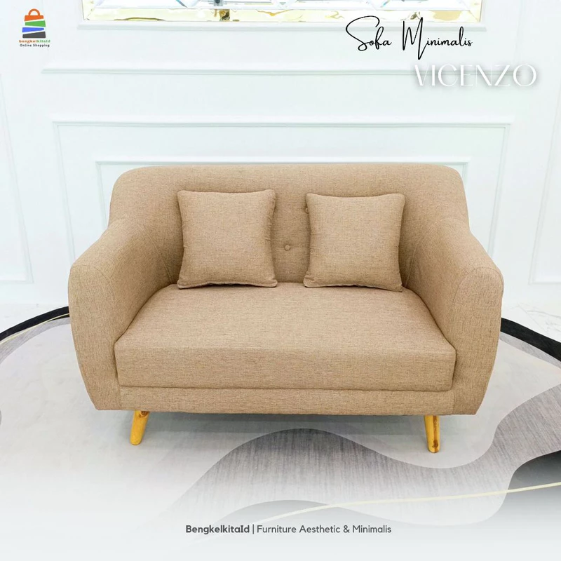 Sofa Ruang Tamu Aesthetic Minimalis Premium - SOFA VINCENZO - Mewah Kanvas Midili Bludru