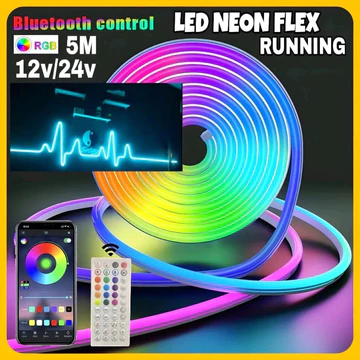 Lampu Led Neon Flex Neonflex RGB Running 5M DC USB Sensor Suara Remot Control App Control