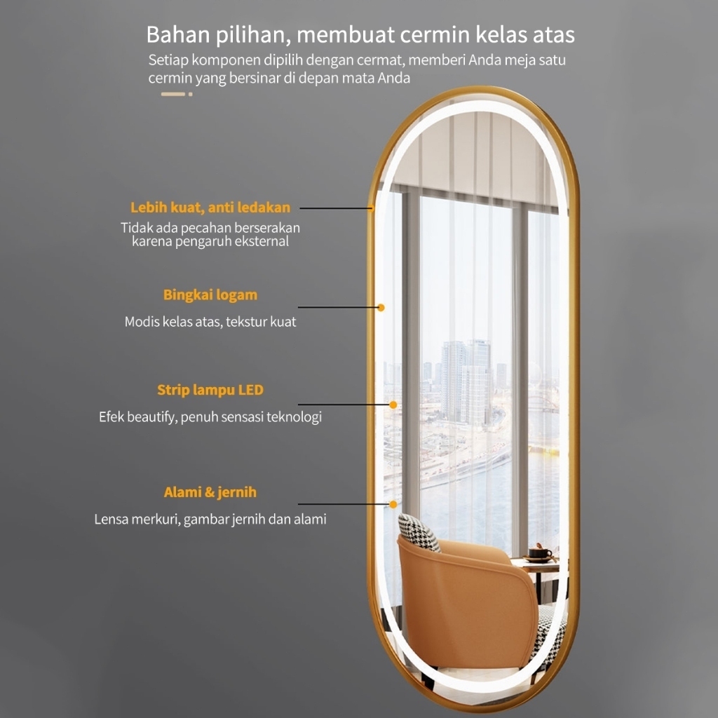 Jual Cermin kecantikan rias / Cermin Full Body / Cermin LED Touchscreen ...