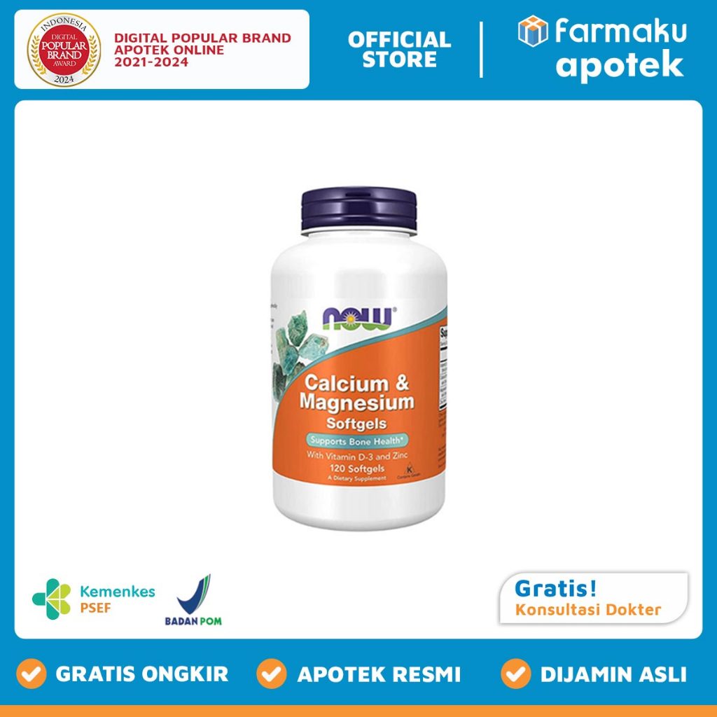 Jual Now Calcium Magnesium with Vitamin D-3 and Zinc Isi 120 Softgels ...